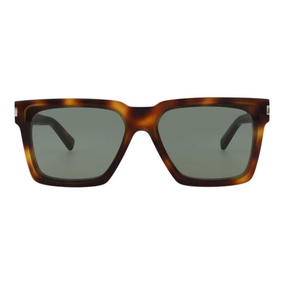 Saint Laurent Unisex Square/Rectangle Havana Havana Green Fashion Designer - Picture 2 of 4